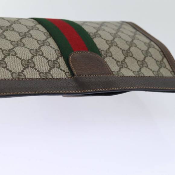 GUCCI GG Supreme Web Sherry Line Clutch Bag PVC Beige Red 89 01 002 Auth yk12307 - Picture 5 of 16